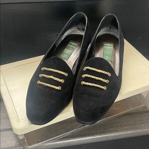 Unisa Black Loafers with Gold Accents